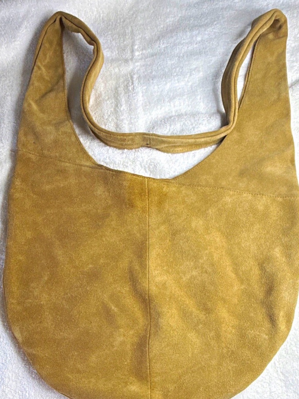 Suede Hobo Shoulder Bag in Mustard Yellow - Women Bags
